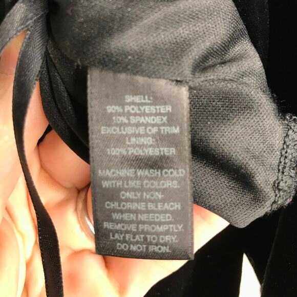 White House Black Market Dress Womens XXS Black Velvet 3/4 Sleeve Ruched Waist - Picture 6 of 7